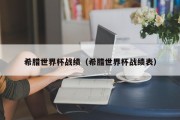 希腊世界杯战绩（希腊世界杯战绩表）